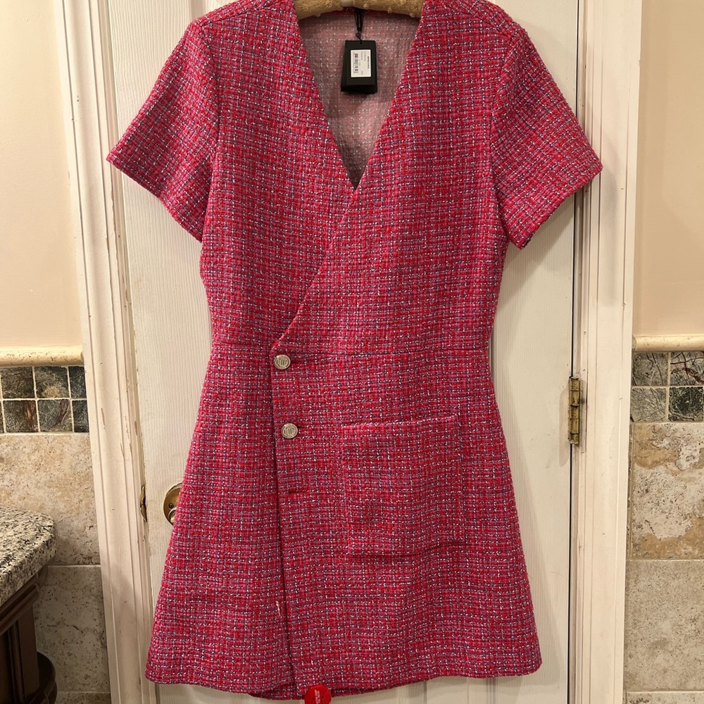 Maje Fuchsia Tweed Jacket dress NWT size 42